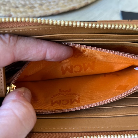 MCM Cognac Visetos Leather Zippy Wallet - Picture 6 of 7